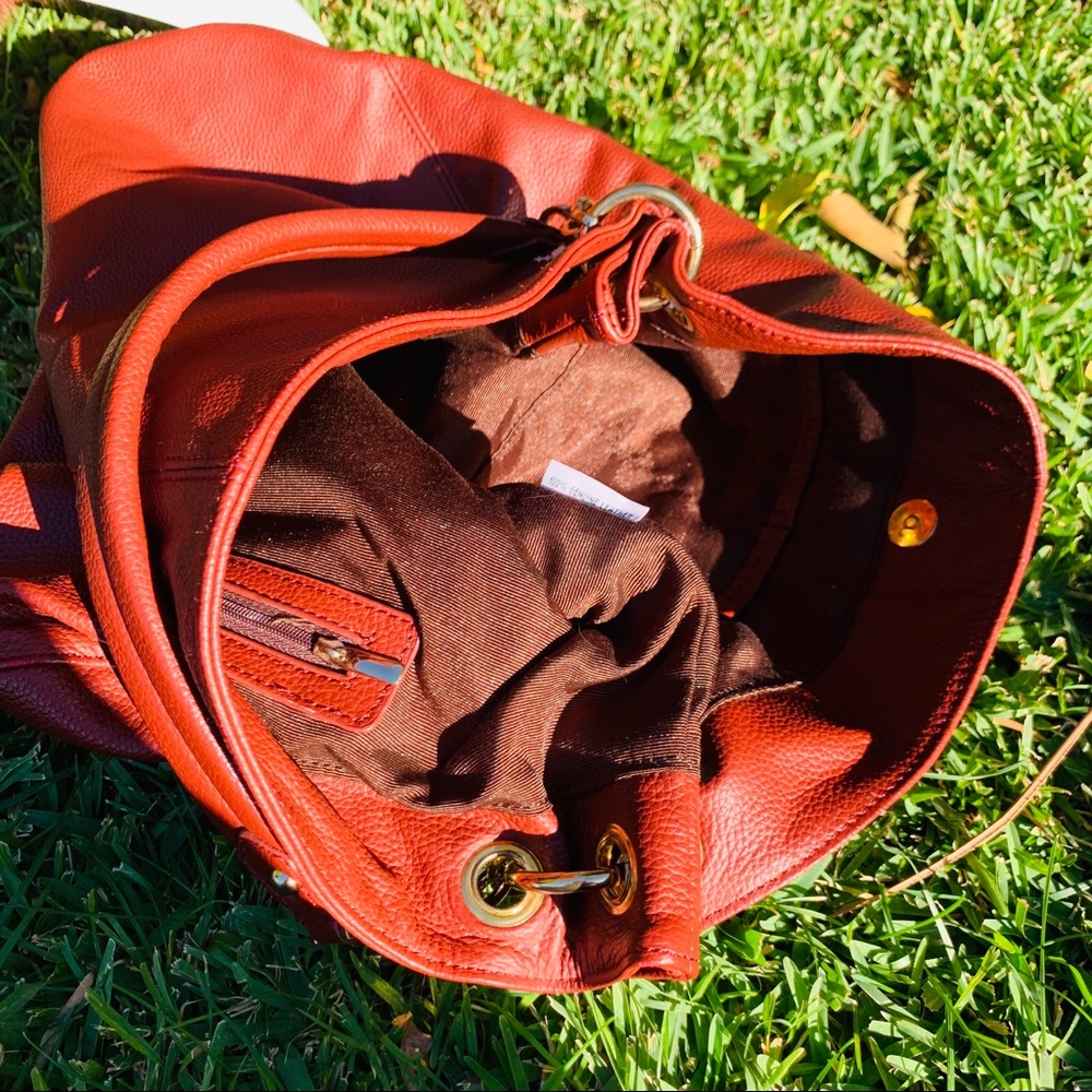 ✨🧡Cuore&Pelle NWOT BrickBrown Genuine Leather Bag - Picture 5 of 8